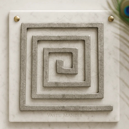 Lead plain Vastu helix on marble base for South-West stability remedy


