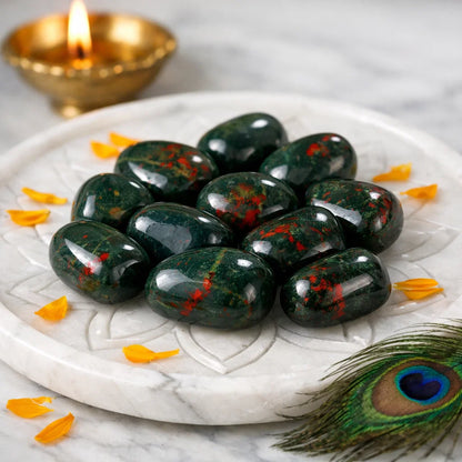 Natural Bloodstone Tumbled Stones – Vastu Remedy for Vitality & Protection | Ideal for South Direction Strength | 100g / 500g / 1kg