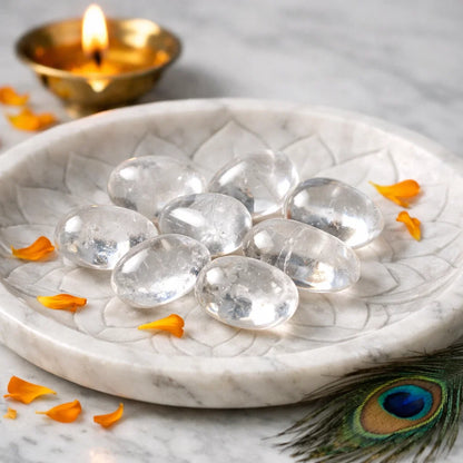 Clear Quartz Tumbled Stones – Natural Crystal for Vastu Remedy, Energy Amplification, Wealth Manifestation, Clarity & Vastu Remedy