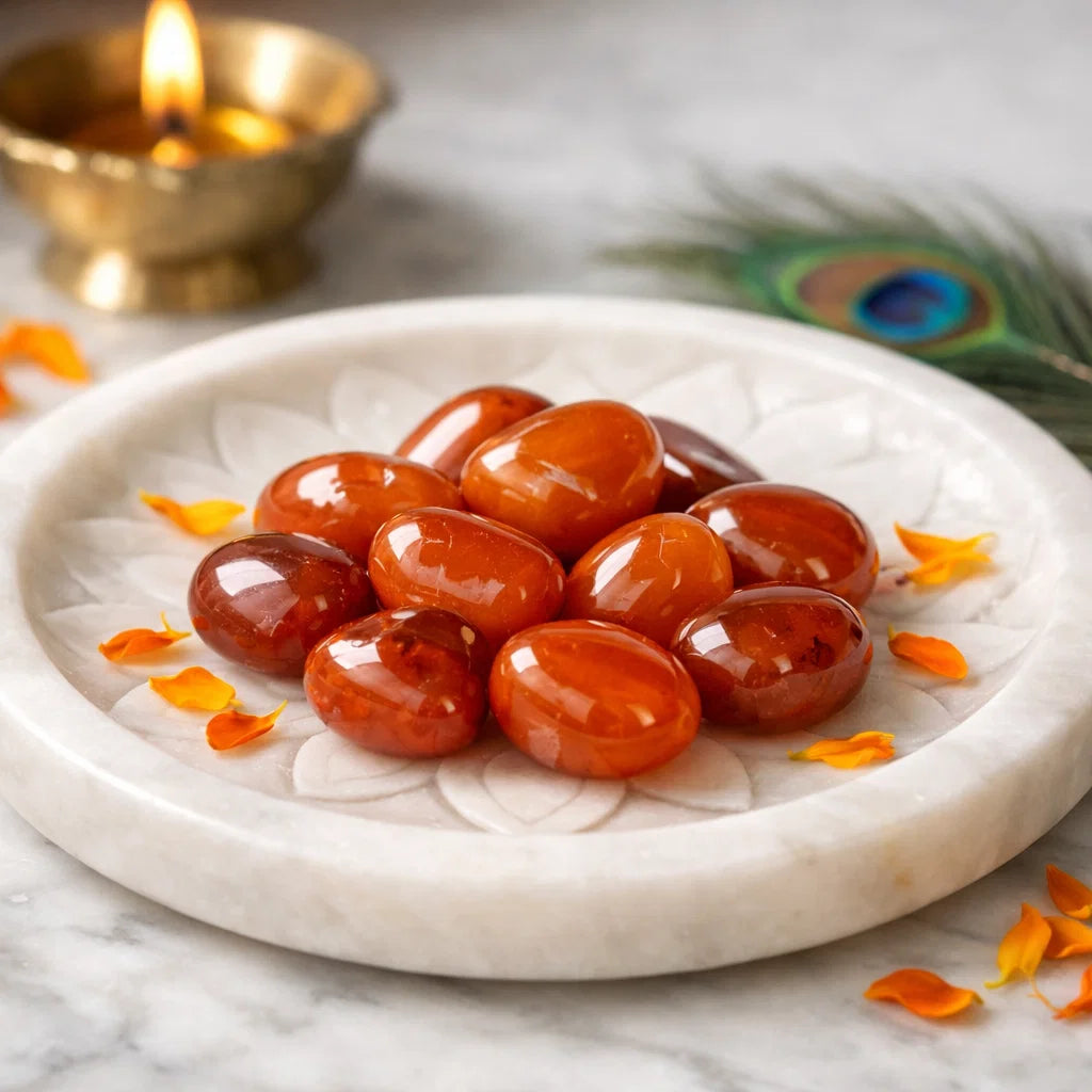 Authentic Carnelian Tumbled Stones – Vastu Remedy for Creativity & Success Boost | Ideal for North-East Learning Areas | 100g / 500g / 1kg