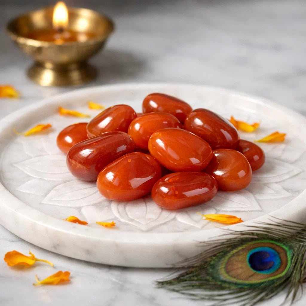 Authentic Carnelian Tumbled Stones – Vastu Remedy for Creativity & Success Boost | Ideal for North-East Learning Areas | 100g / 500g / 1kg