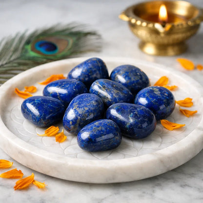 Lapis Lazuli Healing Stones – Natural Tumbled Crystal for Deep Meditation, Wisdom, Third Eye Activation & Vastu Remedy