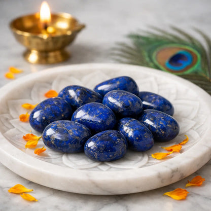 Lapis Lazuli Healing Stones – Natural Tumbled Crystal for Deep Meditation, Wisdom, Third Eye Activation & Vastu Remedy