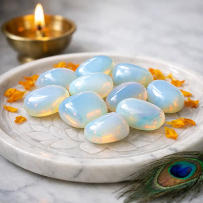 Natural Opalite Tumbled Stones – Vastu Remedy for Calm Sleep & Emotional Healing | Ideal for Bedrooms & Aura Cleansing | 100g / 500g / 1kg