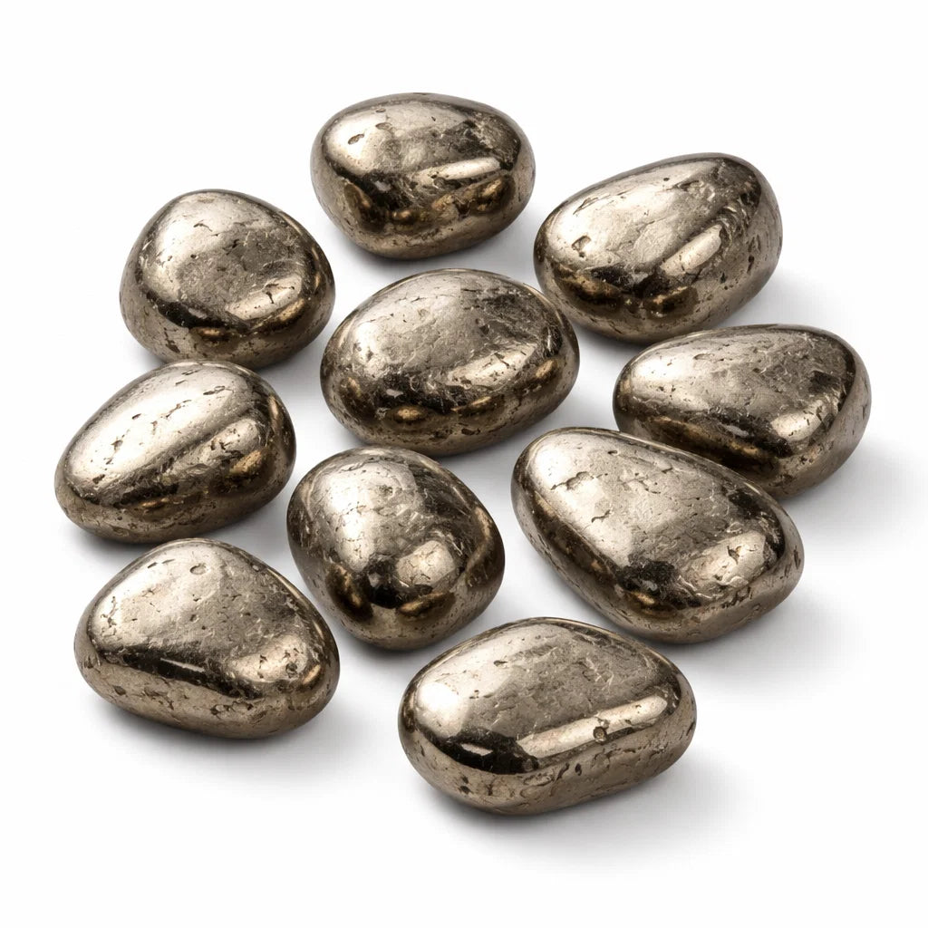 Natural Pyrite Tumbled Stones for Vastu Remedy | Abundance Healing Crystals by Vastu Mandir