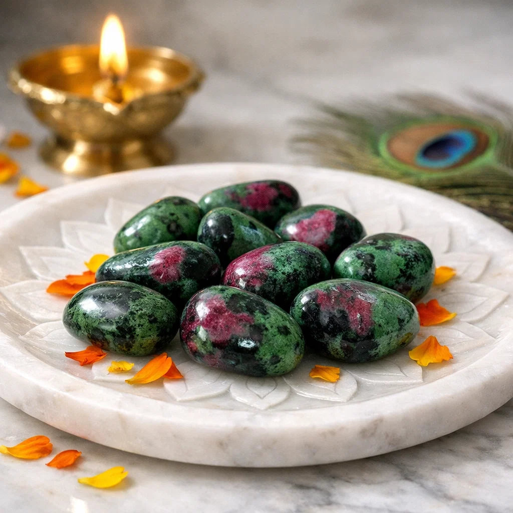 Ruby Zoisite Tumbled Stones – Natural Vitality, Heart–Mind Harmony & Abundance Vastu Remedy
