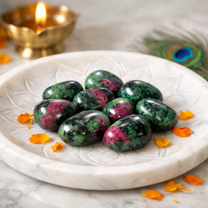 Ruby Zoisite Tumbled Stones – Natural Vitality, Heart–Mind Harmony & Abundance Vastu Remedy