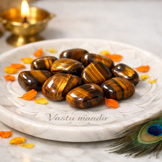 Authentic Tiger Eye Tumble Crystals — Mental Clarity, Energy Shield & Prosperity | Vastu Mandir