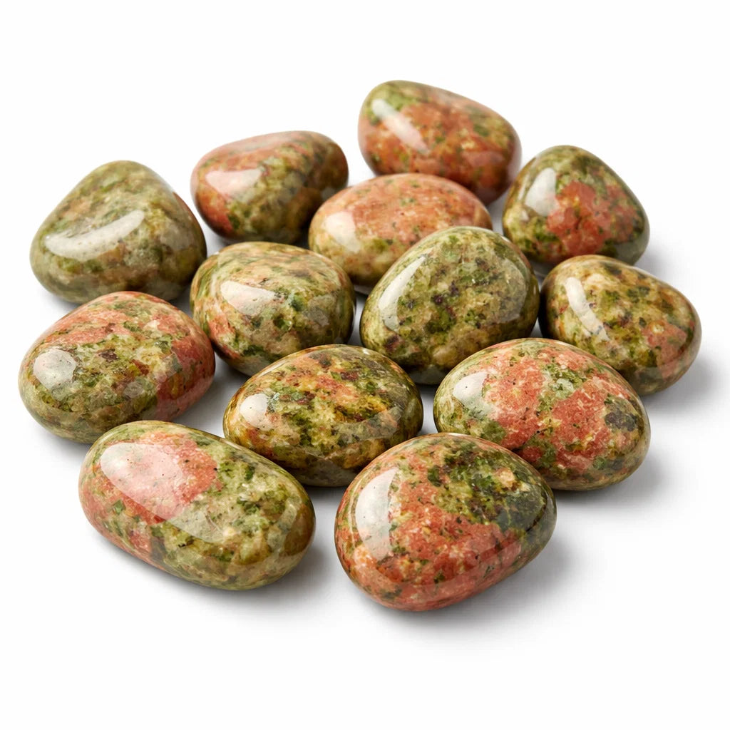 Premium Unakite Tumbled Stones — Emotional Healing, Heart Chakra & Balance Crystal