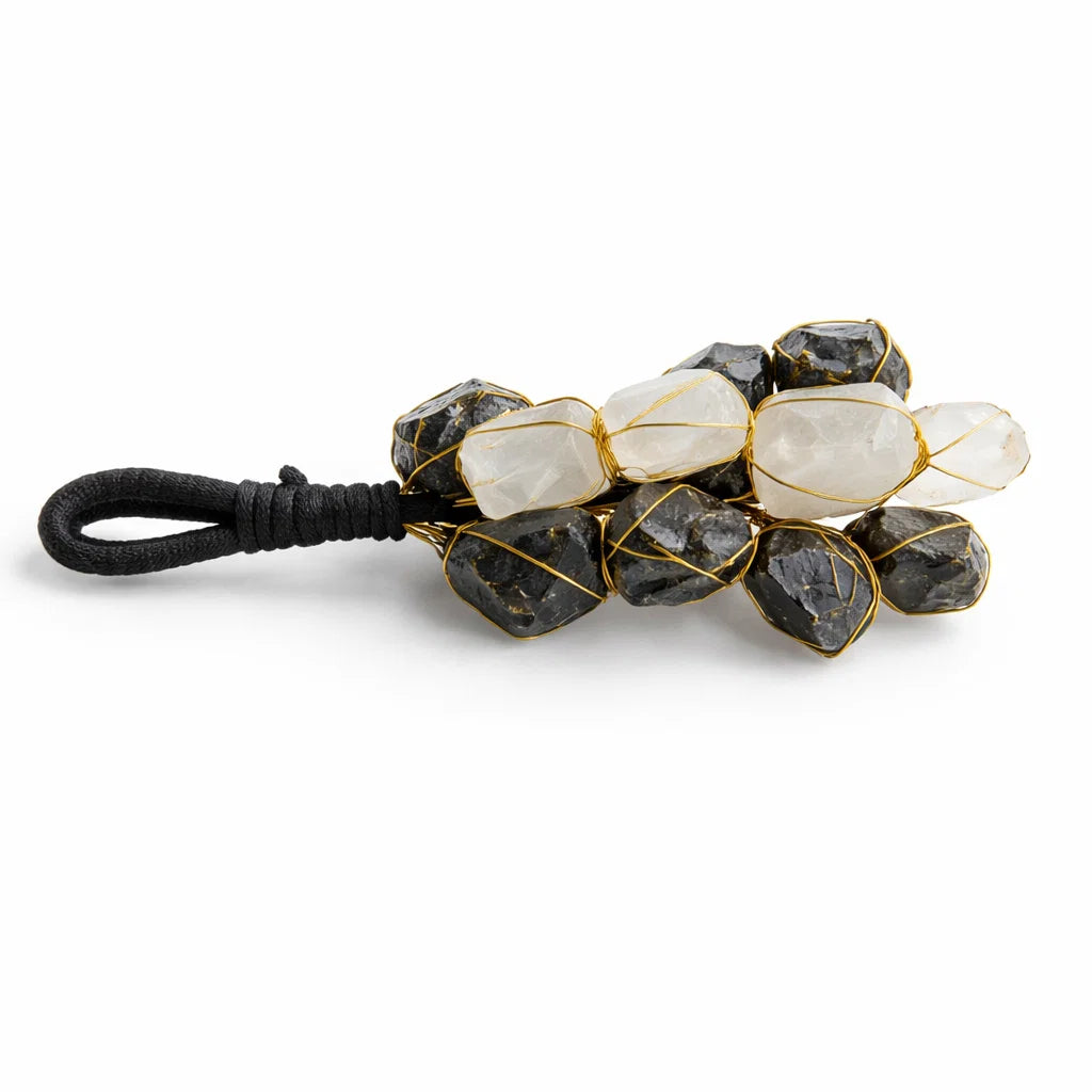 Black Tourmaline & Selenite Dual Healing Chunk – Vastu Remedy for Energy Shielding & Protection | Negative Energy Cleansing | Grounding Balance
