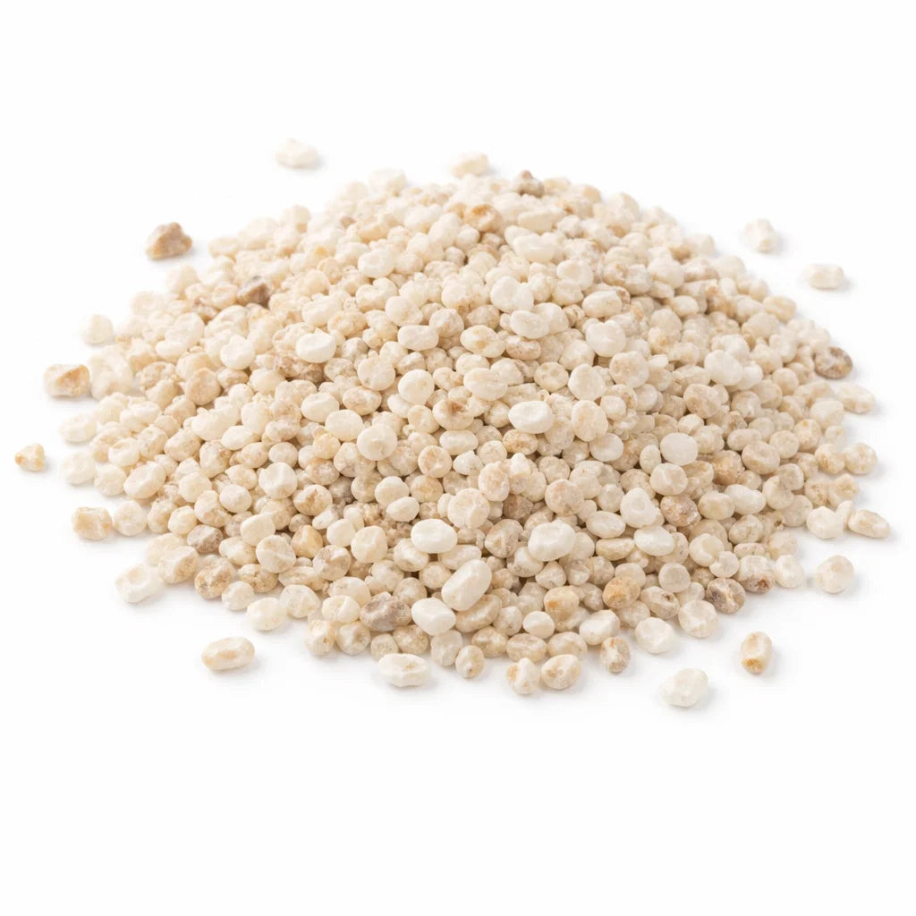 Natural White Calcite Crystal Chips on a white background
