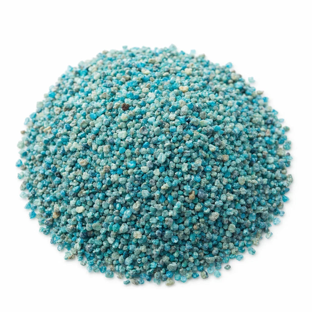 Blue Apatite Chips on a white background