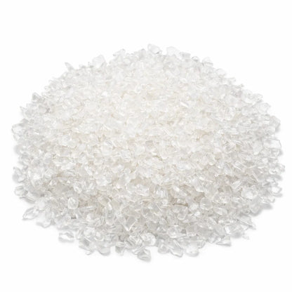 Clear Quartz Chips on a white background