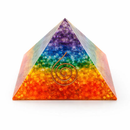 7 Chakra Orgonite Pyramid with Coil Vastu Remedy for Vastu Dosh Correction, Energy Alignment and Healing Balance for Home and Meditation Spaces | 6 cm | 100g