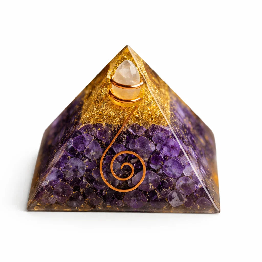 Amethyst Crystal Pyramid Vastu Remedy on a white background