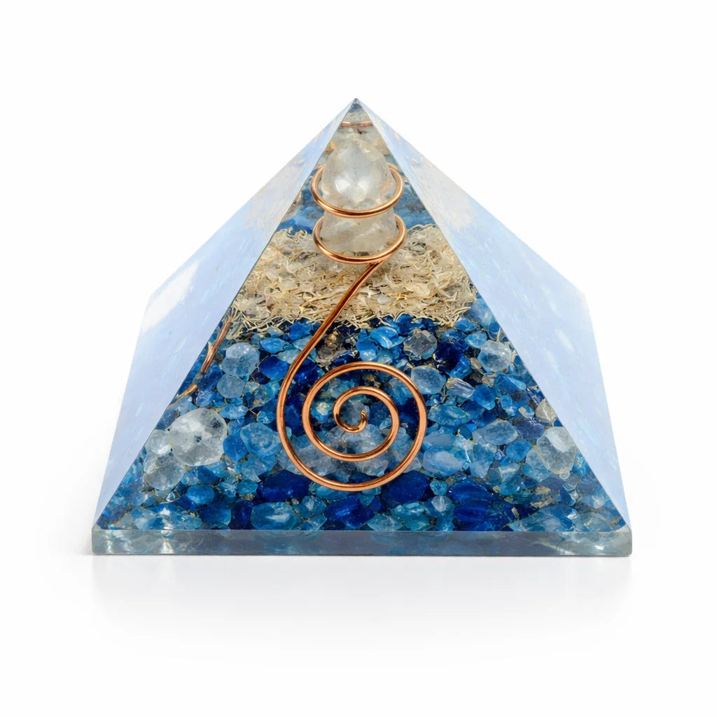 Natural Lapis Lazuli Orgonite Pyramid  Vastu Remedy Pyramid for North-East Dosh & Communication Flow