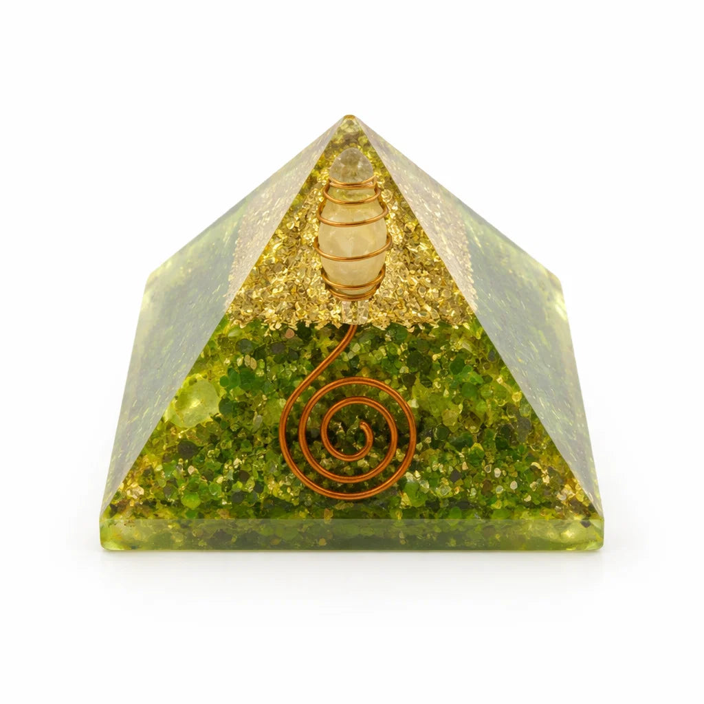 Natural Peridot Pyramid Vastu Remedy for Healing & Luck Magnetism in the East Zone