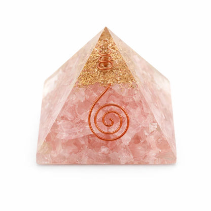 Rose Quartz Orgonite Pyramid for Love, Relationship Harmony & Heart Chakra Healing