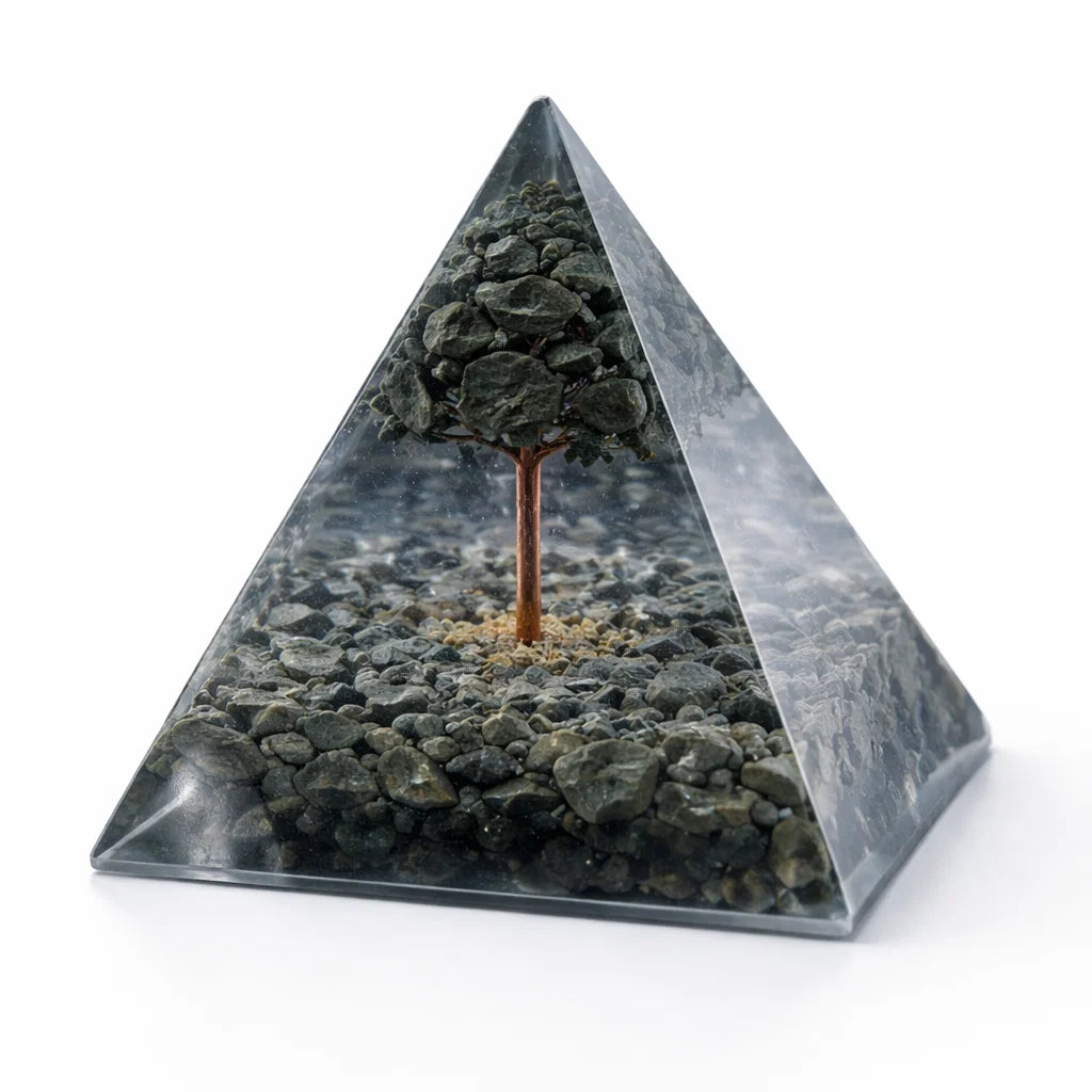 Authentic Pyrite Tree Orgone Pyramid — Premium Vastu Remedy for Wealth Magnetism, Financial Luck, Aura Protection, Natural Gemstone, Expert-Certified Prosperity Amplifier