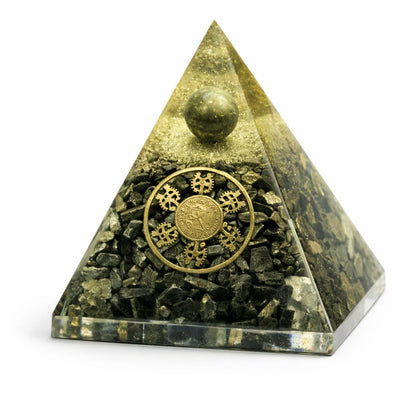 Pyrite Zibu Coin Wealth Magnet Pyramid for Vastu Remedy, Prosperity, Money Amplification & Energy Protection — Crystal Decor for Home, Office, Business, Manifestation, Financial Luck & Abundance by Vastu Mandir