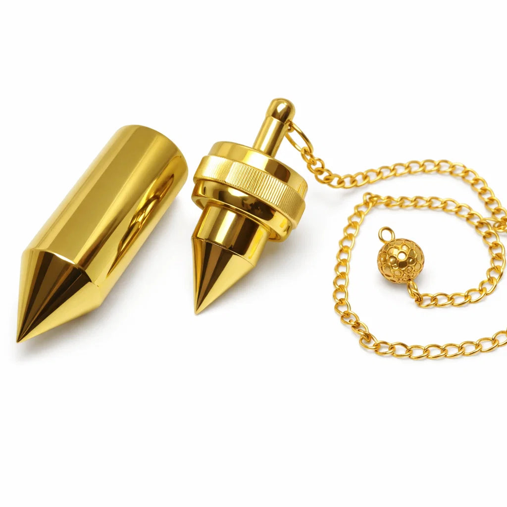 Premium 100% Pure Brass Dowsing Pendulum with Chain for Vastu Remedy Verification — Pointed Cone Metal Pendulum for Energy Detection & Spiritual Guidance Vastu Remedy By Vastu Mandir