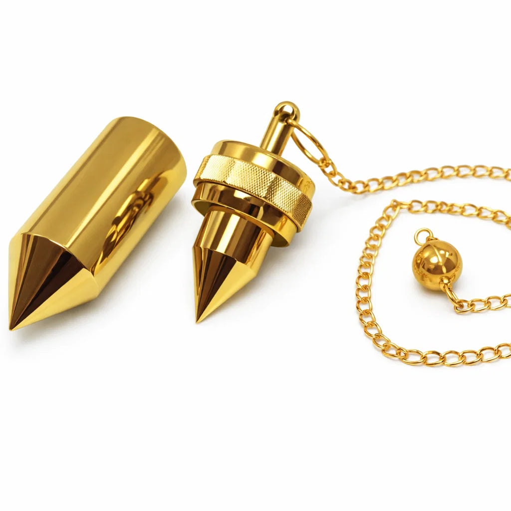 Premium 100% Pure Brass Dowsing Pendulum with Chain for Vastu Remedy Verification — Pointed Cone Metal Pendulum for Energy Detection & Spiritual Guidance Vastu Remedy By Vastu Mandir