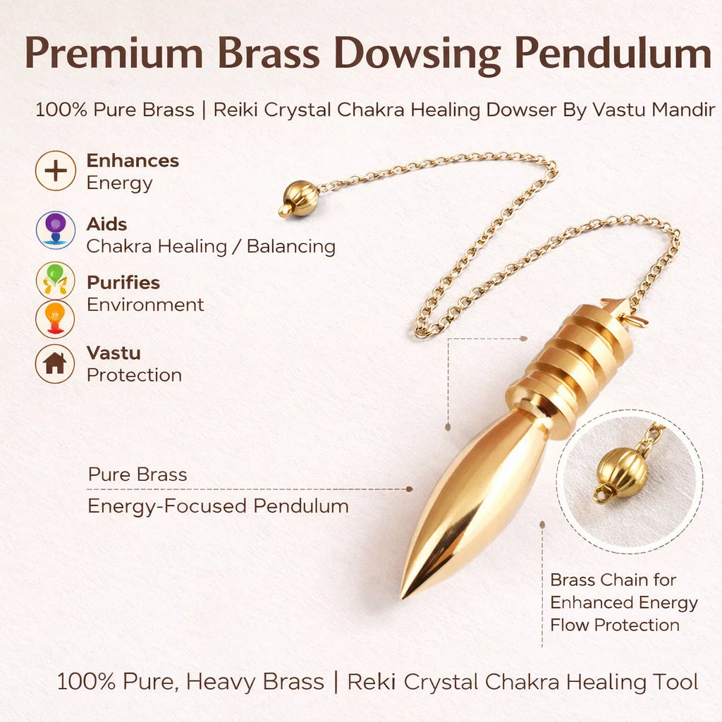 Premium 100% Pure Brass 4-Plated Heavy Dowsing Pendulum – Reiki Crystal Chakra Healing Dowser By Vastu Mandir