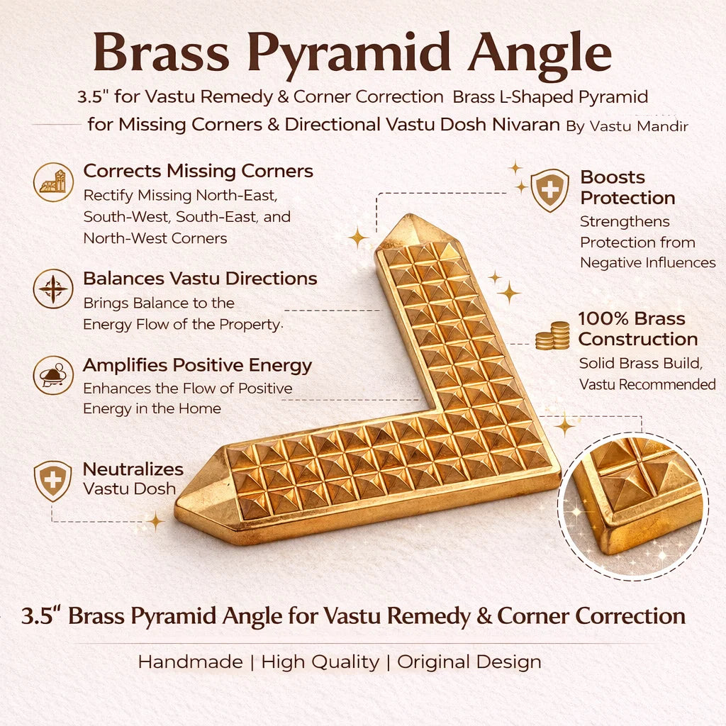 Metal Pyramid Angle 3.5 inch for Vastu Remedy & Corner Correction Copper, Brass & Lead L-Shaped Pyramid for Missing Corners & Directional Vastu Dosh Nivaran By Vastu Mandir