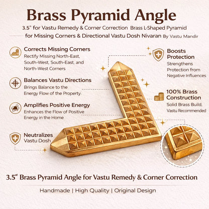 Metal Pyramid Angle 3.5 inch for Vastu Remedy & Corner Correction Copper, Brass & Lead L-Shaped Pyramid for Missing Corners & Directional Vastu Dosh Nivaran By Vastu Mandir