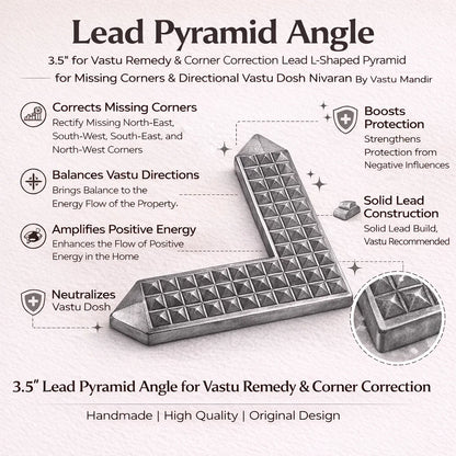 Metal Pyramid Angle 3.5 inch for Vastu Remedy & Corner Correction Copper, Brass & Lead L-Shaped Pyramid for Missing Corners & Directional Vastu Dosh Nivaran By Vastu Mandir