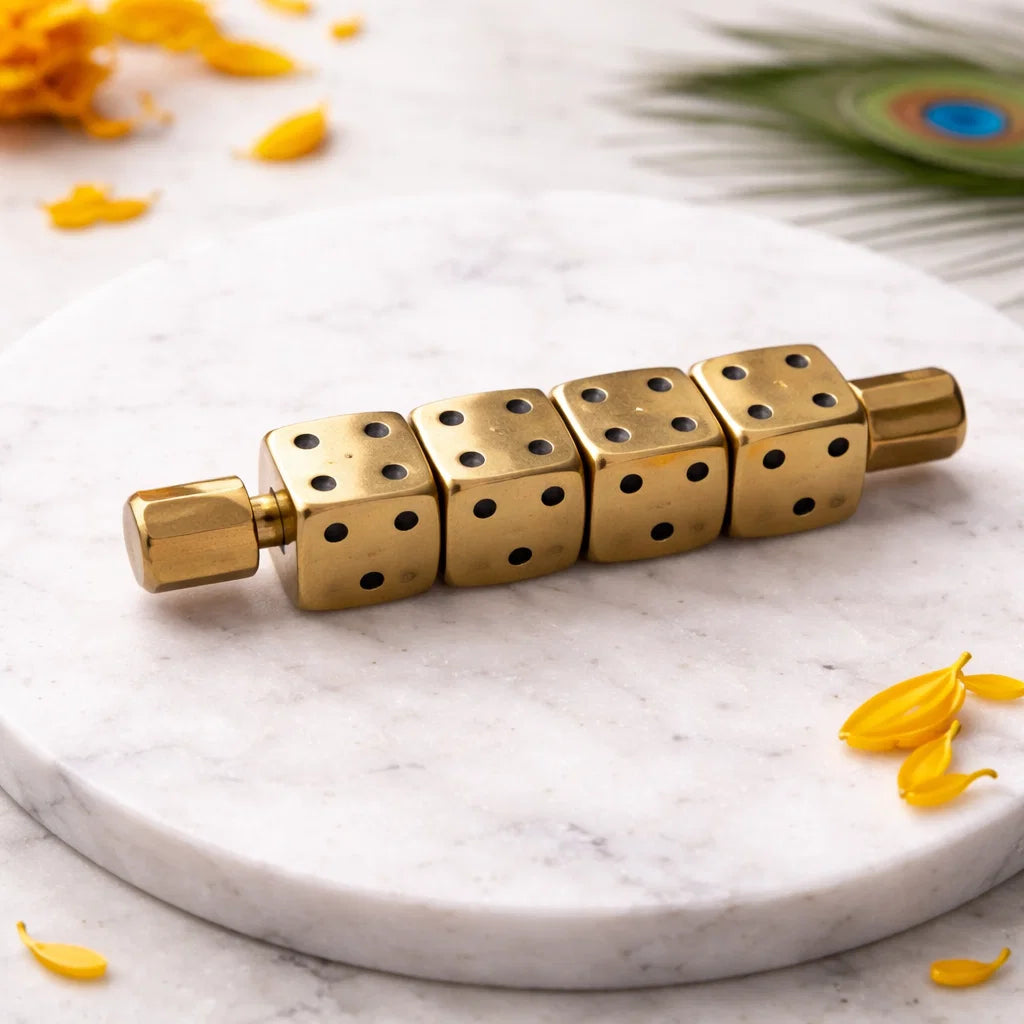 Brass Ramal Pass Dice for Divination — Professional Vastu Remedy, Astrology & Spiritual Consulting Set By Vastu Mandir