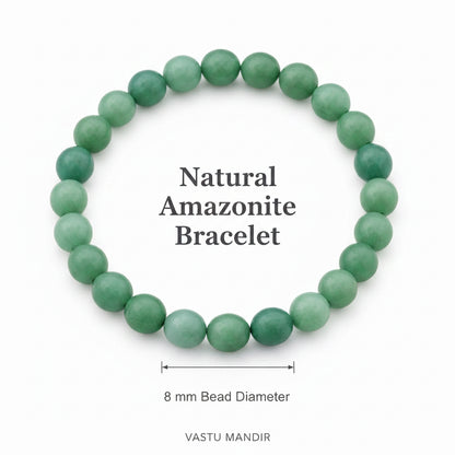 Natural Amazonite Crystal Bracelet – Vastu Remedy for Calmness & Balanced Communication | 8mm Beads