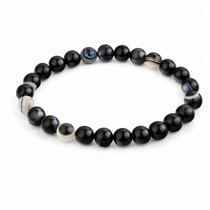Premium Natural Black Agate 8mm Bead Bracelet for Vastu Remedy & Protection