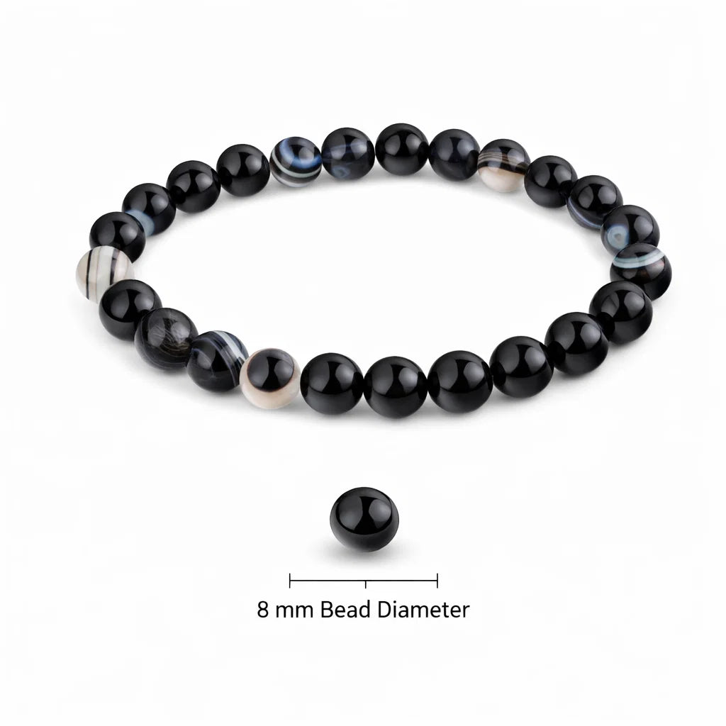 Premium Natural Black Agate 8mm Bead Bracelet for Vastu Remedy & Protection