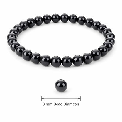 Premium Natural Black Obsidian 8mm Bead Bracelet, Vastu Remedy for Protection & Willpower