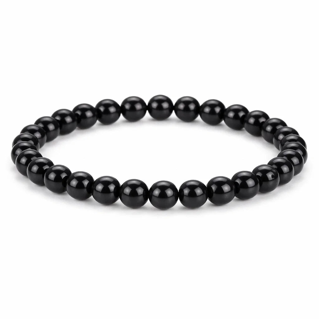 Premium Natural Black Obsidian 8mm Bead Bracelet, Vastu Remedy for Protection & Willpower
