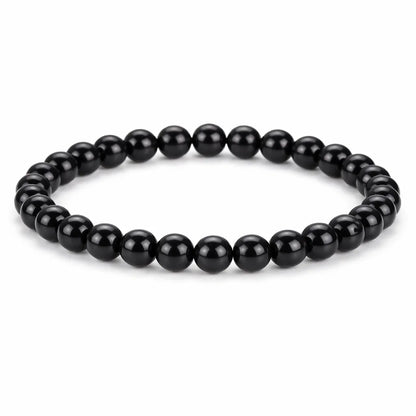 Premium Natural Black Obsidian 8mm Bead Bracelet, Vastu Remedy for Protection & Willpower