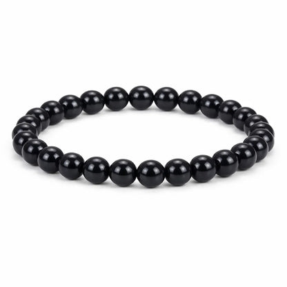 Premium Natural Black Obsidian 8mm Bead Bracelet, Vastu Remedy for Protection & Willpower