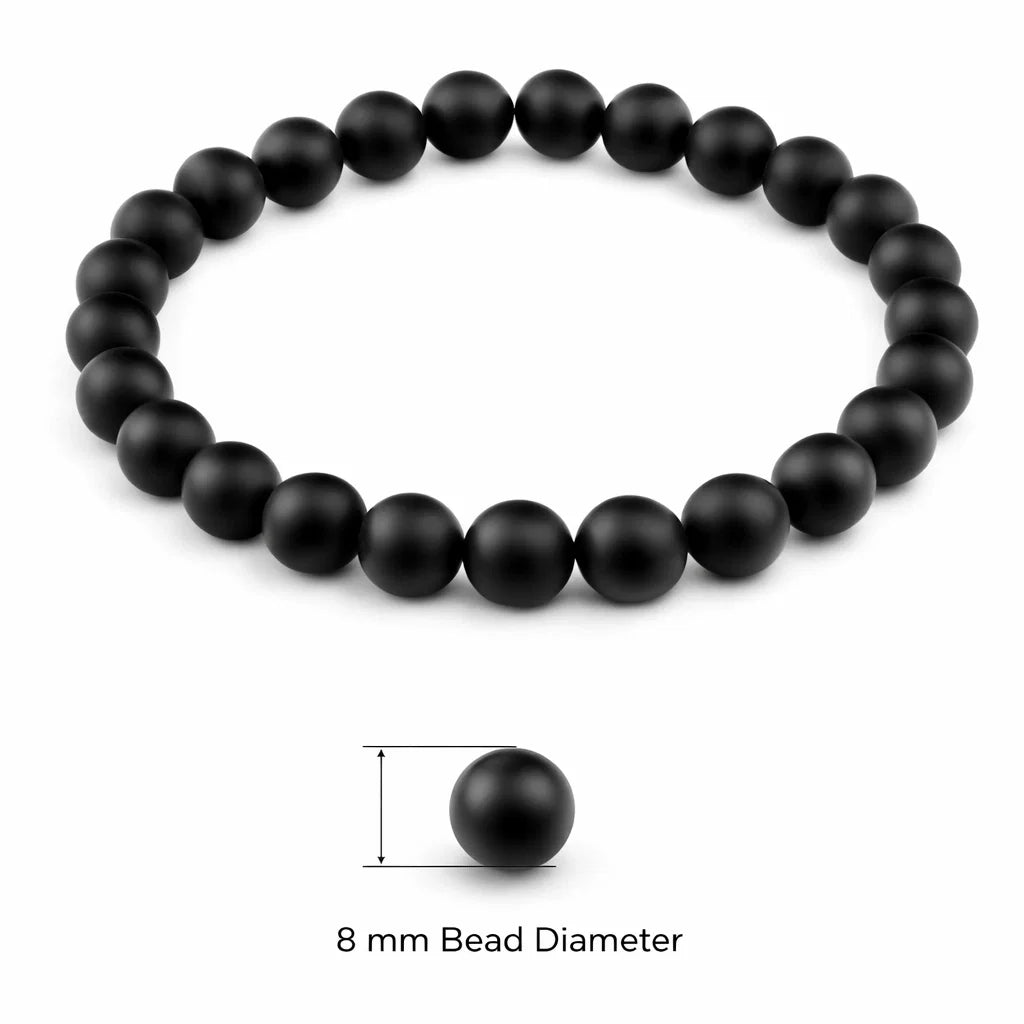 Natural Black Onyx Crystal Bracelet – Vastu Remedy for Personal Strength & Protective Energy | 8mm Beads