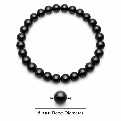 Premium Natural Black Tourmaline 8mm Bead Bracelet, Vastu Remedy for for Protection & Grounding