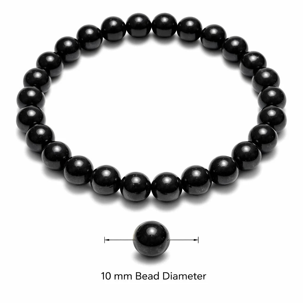 Classic Black Tourmaline Crystal Bracelet – Vastu Remedy for Balance, Focus & Energy Shield | 10mm Beads