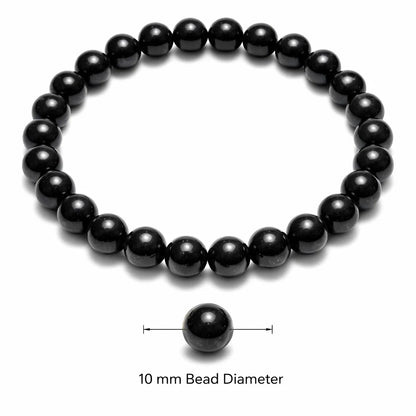 Classic Black Tourmaline Crystal Bracelet – Vastu Remedy for Balance, Focus & Energy Shield | 10mm Beads