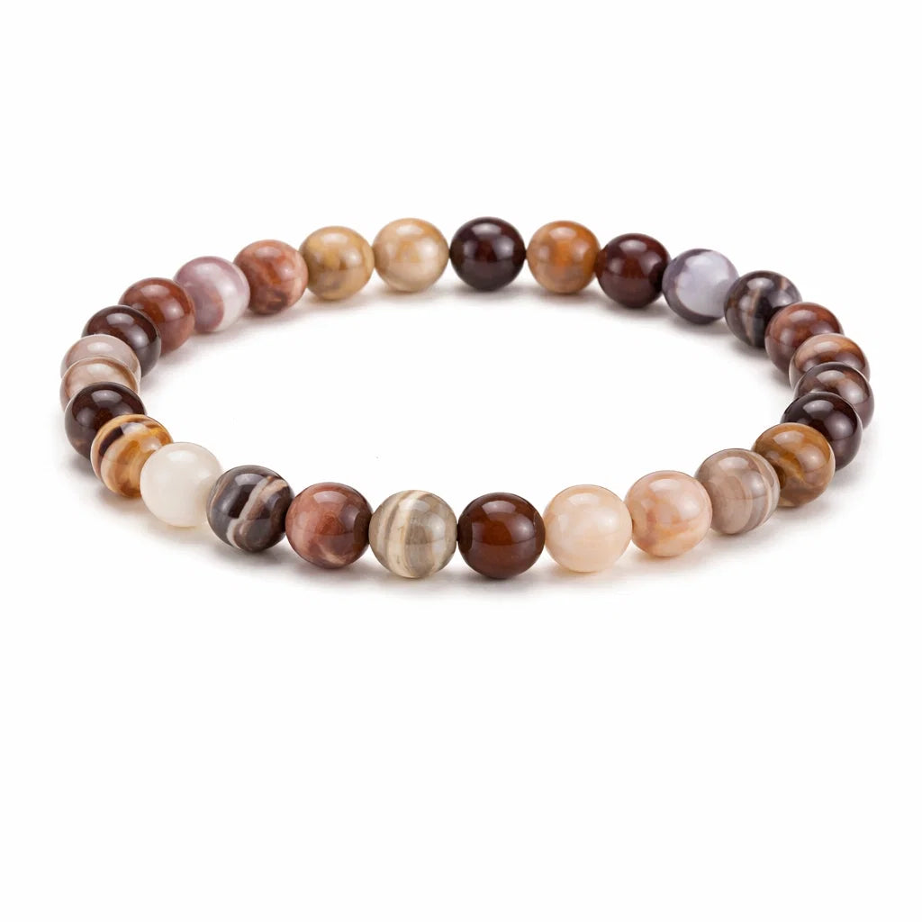 Natural Botswana Agate Crystal Bracelet – Vastu Remedy for Calm Focus & Emotional Stability | 8mm Beads