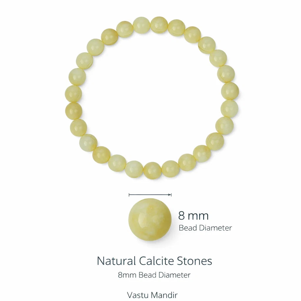 Premium Natural Calcite 8mm Bead Bracelet, Vastu Remedy for Clarity & Joy