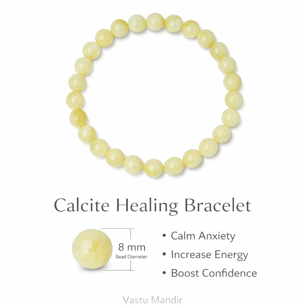 Premium Natural Calcite 8mm Bead Bracelet, Vastu Remedy for Clarity & Joy