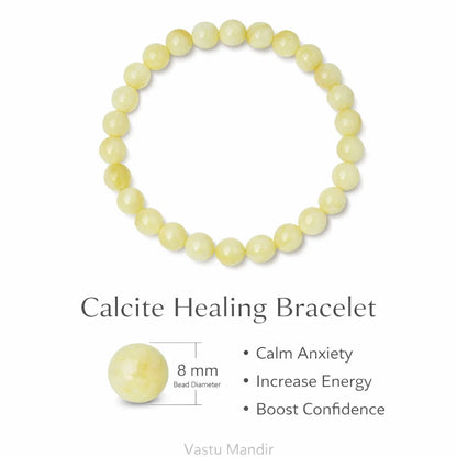 Premium Natural Calcite 8mm Bead Bracelet, Vastu Remedy for Clarity & Joy