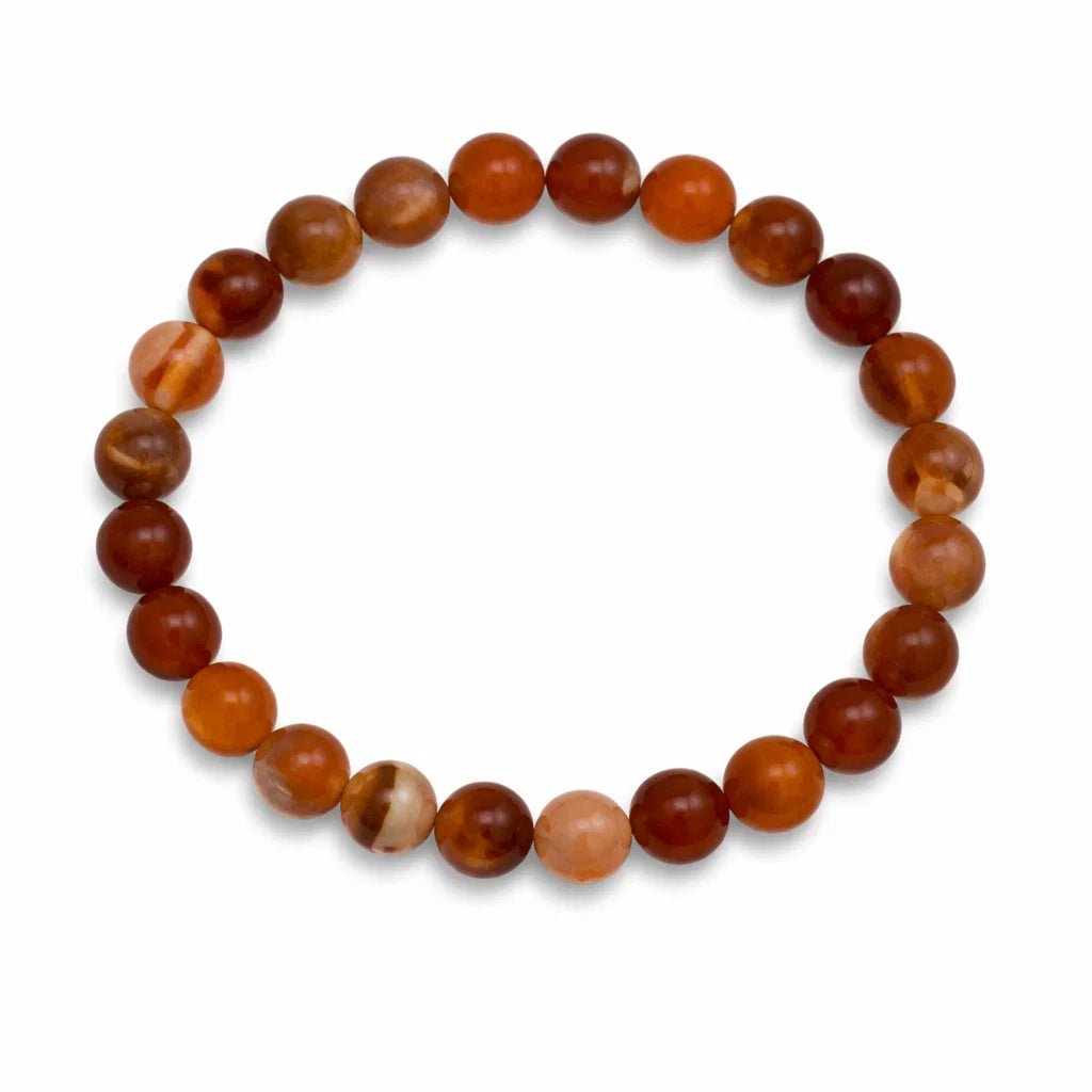 Premium Natural Carnelian 8mm Bead Bracelet, Vastu Remedy for Vitality & Focus