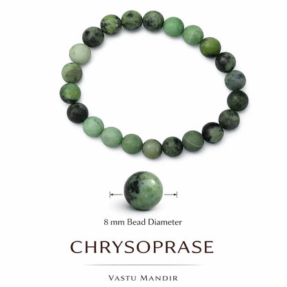 Natural Chrysoprase Crystal Bracelet – Vastu Remedy for Emotional Balance & Creative Expression | 8mm Power Beads