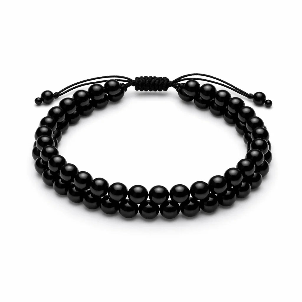 Natural Black Tourmaline 8mm Dual-Strand Bracelet – Vastu Remedy for Shield & Stability