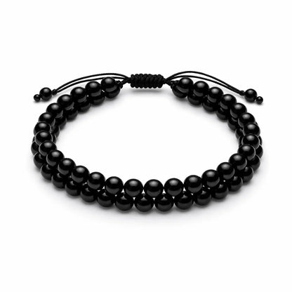 Natural Black Tourmaline 8mm Dual-Strand Bracelet – Vastu Remedy for Shield & Stability